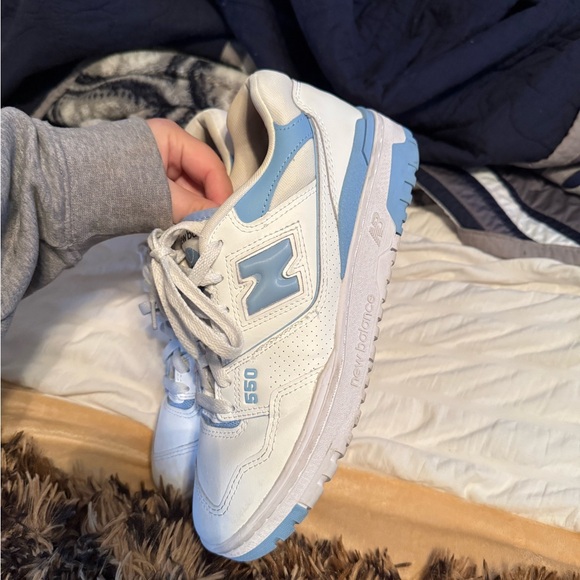 New Balance White and Light Blue Sneakers - Picture 3 of 6
